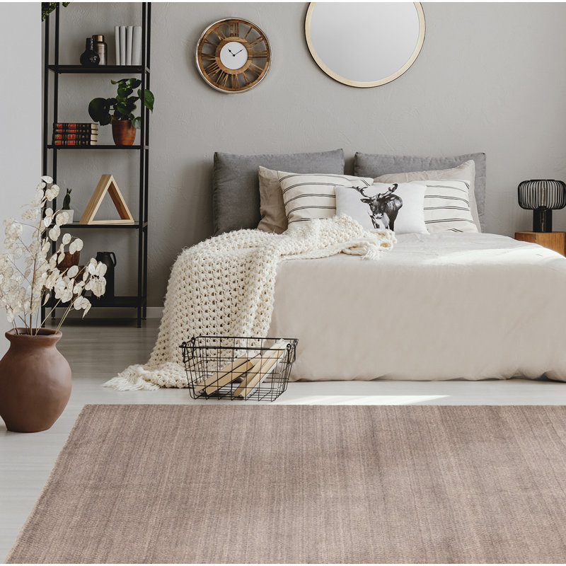 Tapis taupe en laine tissé à la main SantaAna