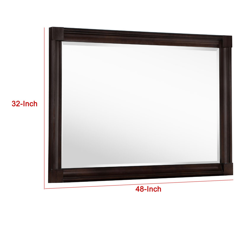 Miroir de commode Meon, cadre en bois brun foncé, rectangulaire, 32 pouces