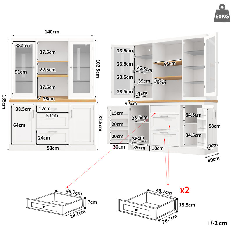 185cm Kitchen Pantry