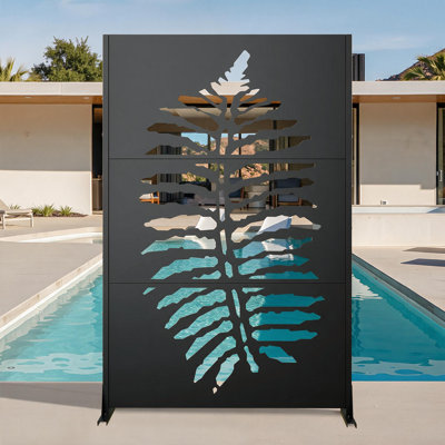 Metal Privacy Screen- Outdoor Privacy Screens Freestanding with Block the Neighbors Decor Fence, for Trash Cans AC Units Patio Divider, Balcony, Yard Deck (72” H x 46” W)