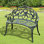 Banc d'extérieur en aluminium coulé avec construction courbée en métal et rose