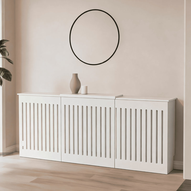 Loxley Radiator Cover, White, Extending - 140-204cm W