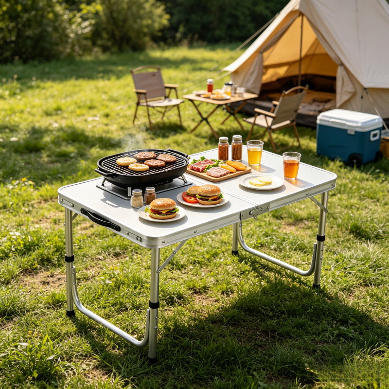 Table pliante en aluminium réglable en hauteur 13 x 10 pouces, table utilitaire pliable et portable robuste pour le camping, les pique-niques et une utilisation intérieure et extérieure