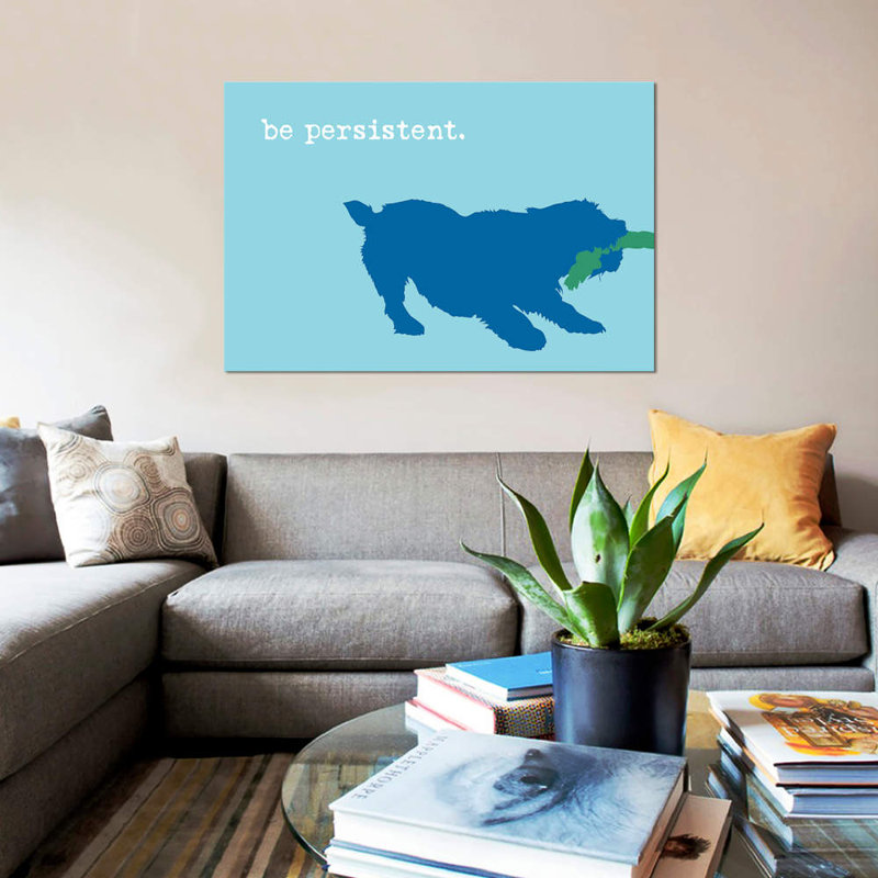 «Be Persistent, Blue On Blue» par Dog is Good and Cat is Good - reproduction d'art sur toile tendue, 18 po x 26 po x 1,5 po