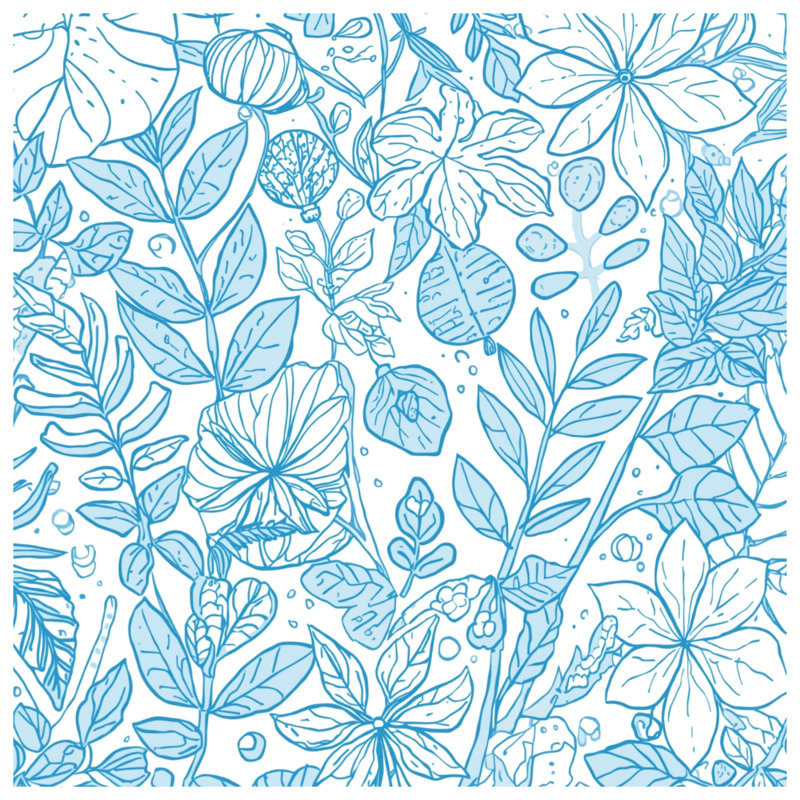 Coussins Blue Botanical Line Art, 26 po x 26 po