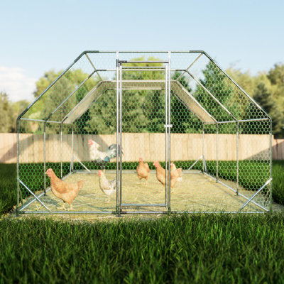 Grande cage de poulailler en métal galvanisé avec revêtement protecteur et bâche à eau pour volaille X 20 pi. Poulailler Fading Farm Run