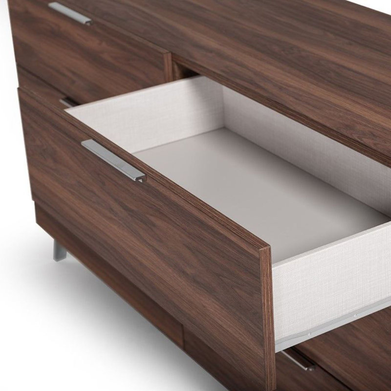Ensemble de chambre à coucher 4 pièces en tissu blanc cassé et noyer Chrispen, King