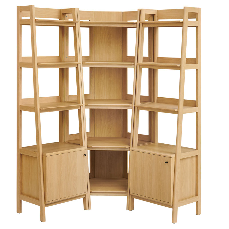 Ensemble de bibliothèque d'angle 3 pièces Billups, Chêne