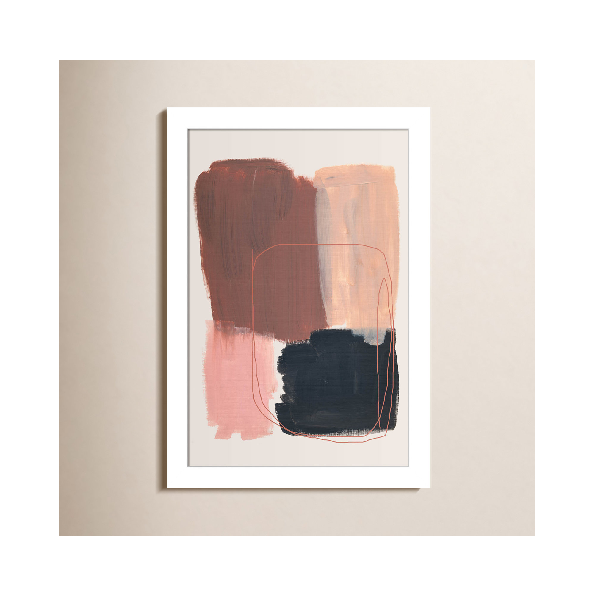 Abstract Brush Strokes 120 by Mareike Bohmer Wood Framed Wall Art Print, 13" H x 9" W, White