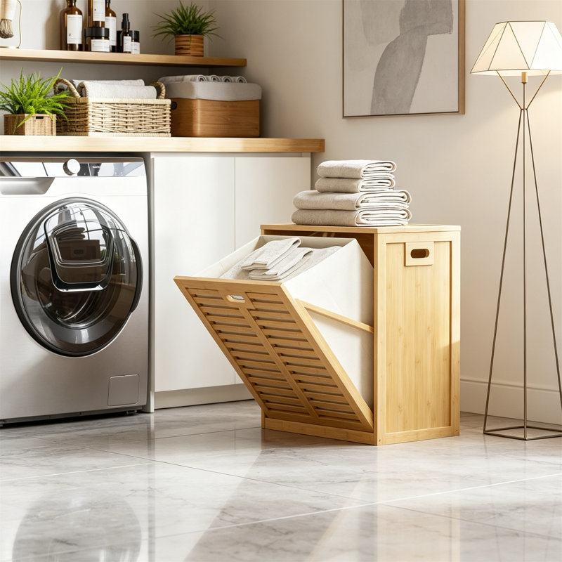 Bamboo Laundry Room Organiser, Natural