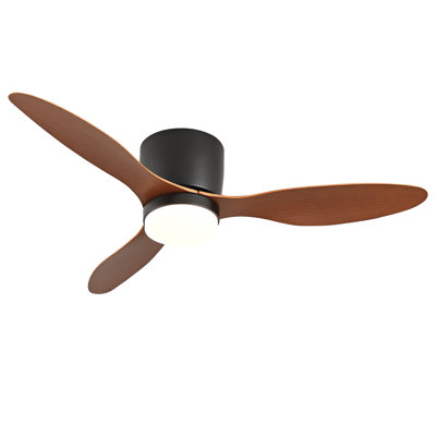 Ceiling Fans With Lights, Flush Mount Low Profile, 3 ABS Blades Ceiling Fan With Light And Remote, 6-Speed, Reversible DC Motor, Noiseless, For Bedroom, Indoor/Outdoor