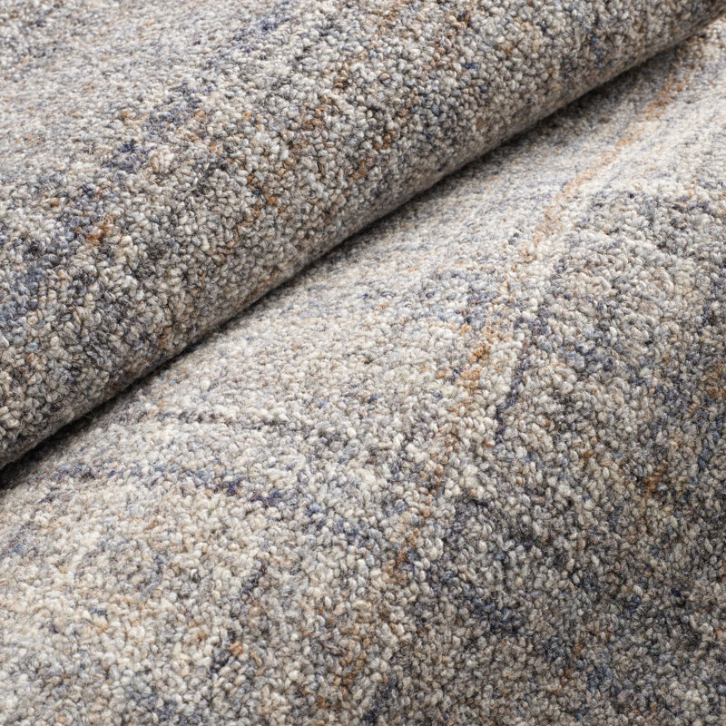Harris Blue/Brown Hand Micro Hooked Wool Rug, Rectangle 8'6" x 11'6"