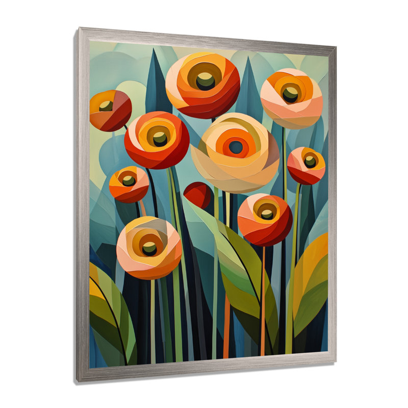 Lynmouth - Art mural floral, Argent argent, H 20 po x l 12 po, Reproduction encadrée d'une seule photo
