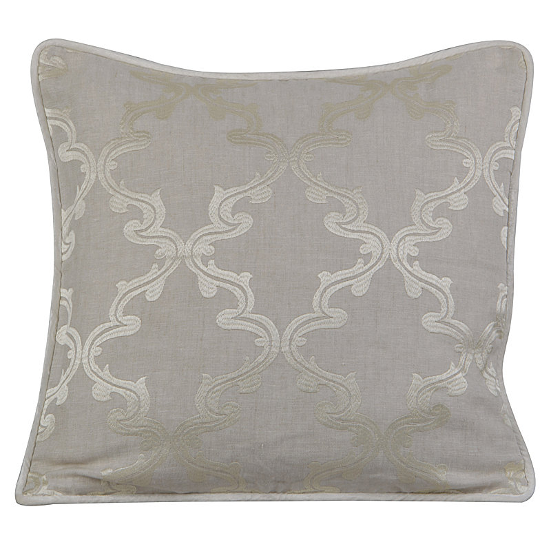 Joyous Embroidered Feather Linen Reversible Throw Pillow Gracious Living