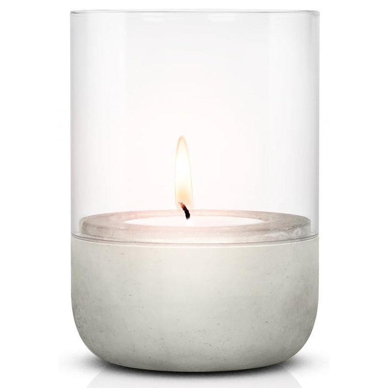 Corner Tealight Holder, 14 cm H x 10 cm W x 10 cm D, Light Grey
