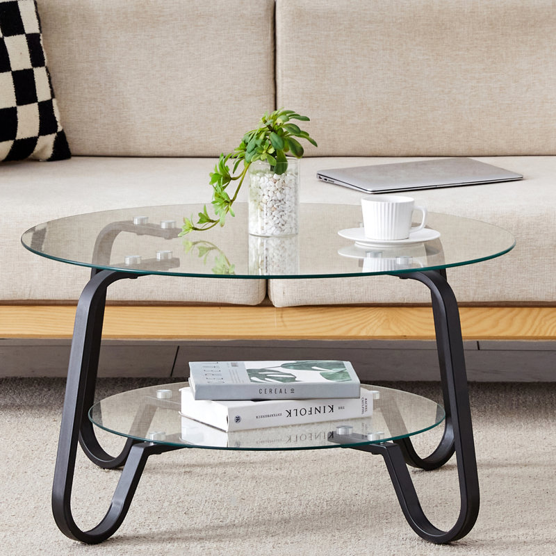 Glass Top Coffee Table, Black