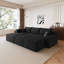 Canapé modulaire 95 po avec 2 repose-pieds Cloud, coussins rembourrés minimalistes modernes, canapé en U confortable pour le salon, canapé d'angle à assise profonde, aucun assemblage requis, noir (tissu en velours côtelé moelleux)
