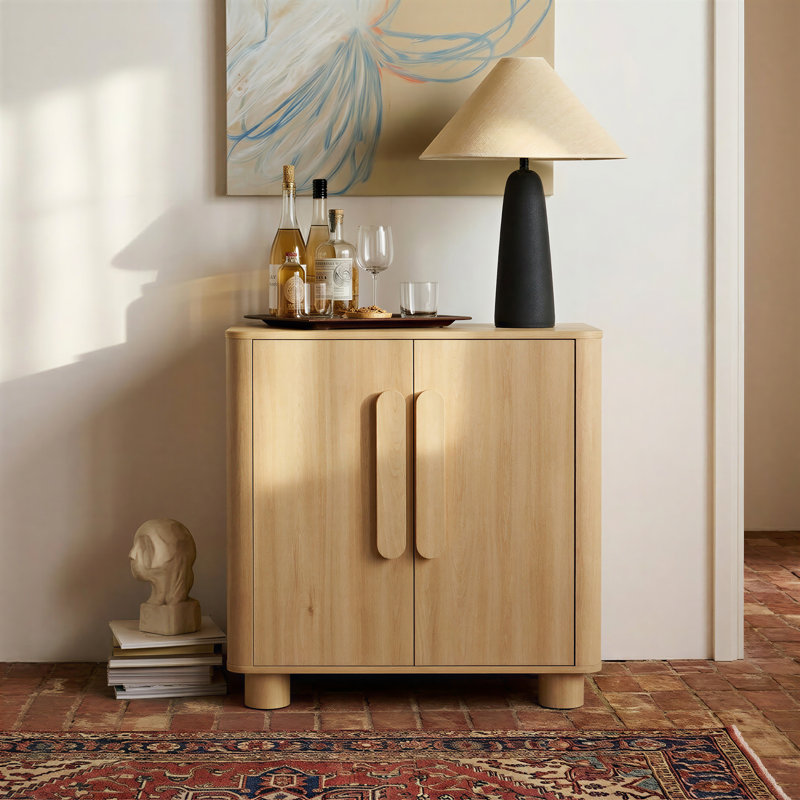 Buffet de rangement 2 portes Lumo, 31,5 po, pieds arrondis en bois