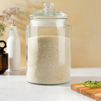 Pot à biscuits en verre 1,5 gallon - Grand contenant de rangement pour aliments avec couvercle hermétique - Grand contenant de cuisine pour sucre, farine, gâterie pour chien, bonbon, biscotti et apothicaire - paquet de 1