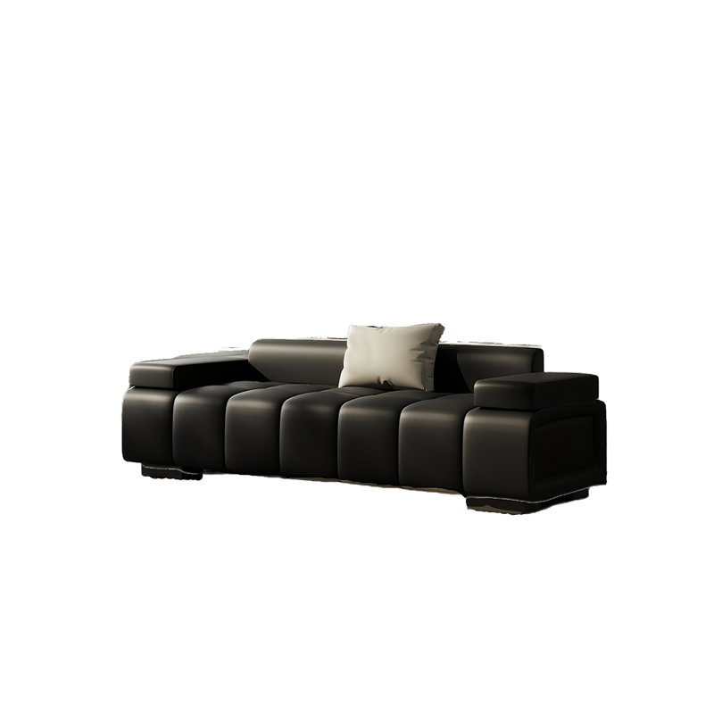 Banc rembourré en cuir, H 23,62 po x l 70,86 po x P 19,68 po, Noir