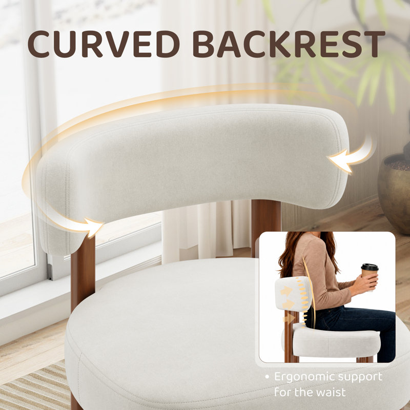 Upholstered Solid Wood Dining Chair Side Chair, White