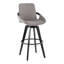 Tabouret de bar à hauteur fixe avec pivot en bois noir et tissu avec repose-pieds rond en métal - ensemble de 2
