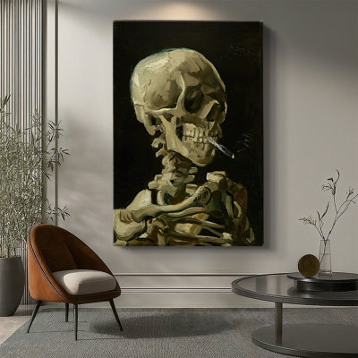Tête de squelette avec une combustion d'une toile - galerie tendue par Vincent Van Gogh