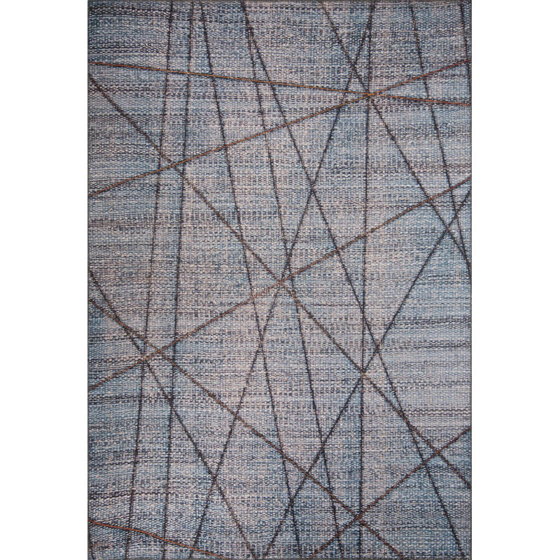Tapis décoratif rayé bleu gris, Rectangle 9 pi 11 po x 13 pi 2 po