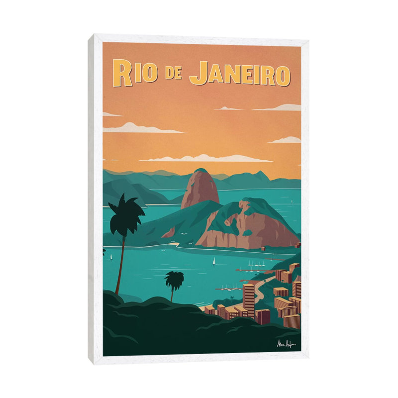 Rio De Janiero - Painting on Canvas, 101.6cm H x 66.04cm W x 3.81cm D, White Framed