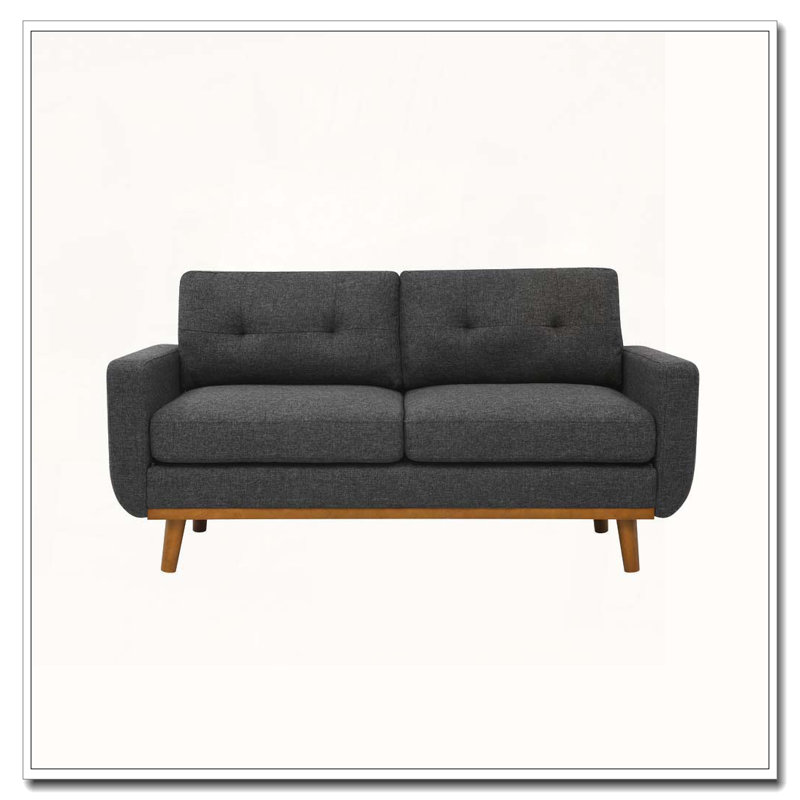 Canapé capitonné 67,7 po de largeur Mid-Century, Gris foncé