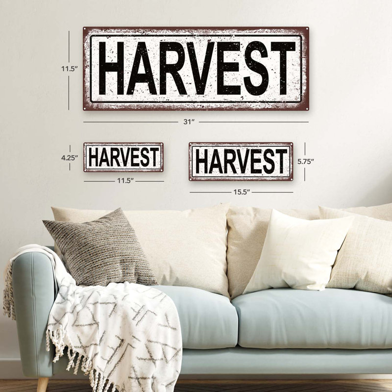 Plaque en métal «Harvest Harvest», H 4,25 po x l 11,5 po x P 0,04 po