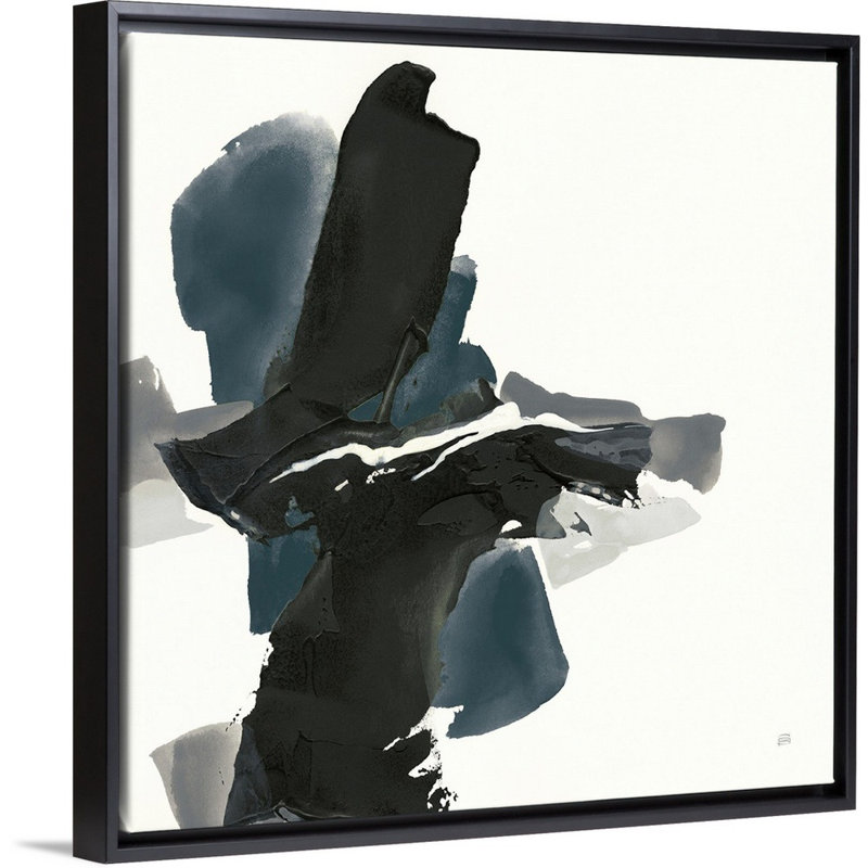«Black and Dark Teal IV» par Chris Paschke, reproduction d'art sur toile, H 32 po x l 32 po x P 1,75 po, Cadre flottant noir