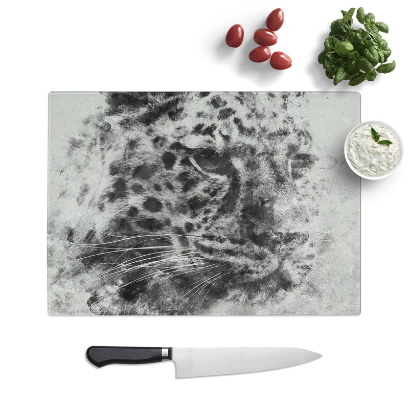 Cheetah Vol.3 Watercolour Chopping Board, 0.4cm H x 28.5cm W x 39cm L