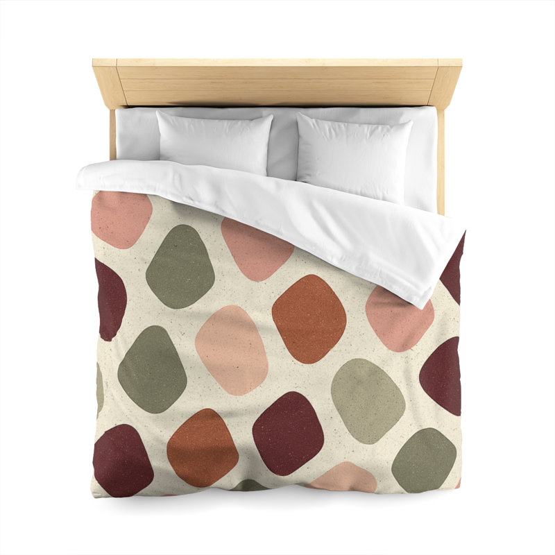 Microfiber Duvet Cover Boho Style, Design 47, Queen Duvet Cover, White
