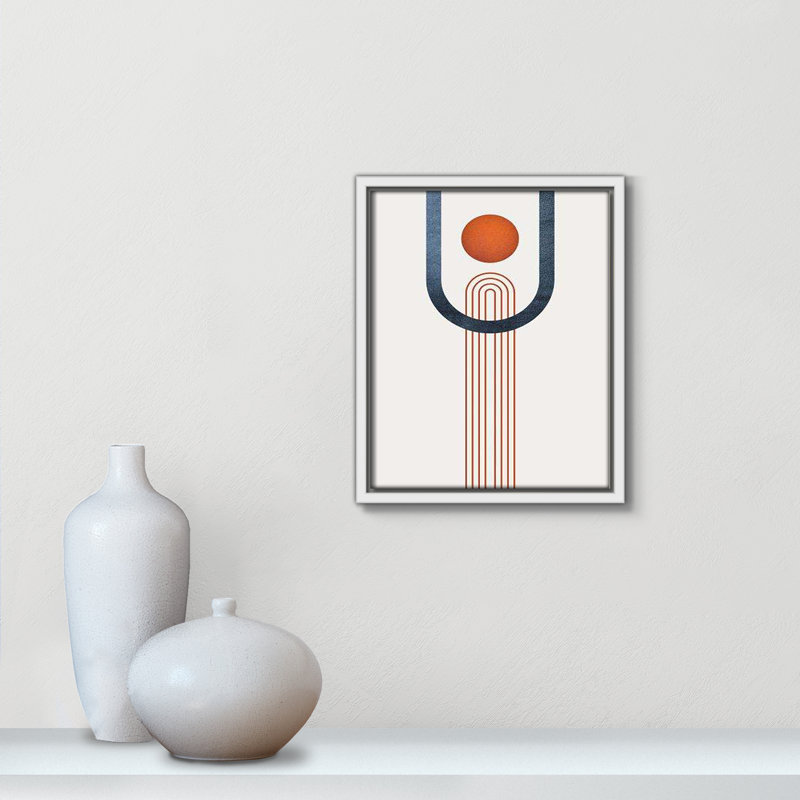 «Minimalist Mid Century Orange Navy III» par Urban Epiphany, reproduction sur toile flottante, H 11,5 po x l 9,5 po x P 2 po