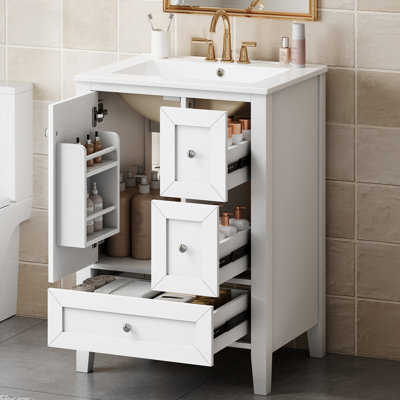 Meuble-lavabo 24 po avec lavabo en céramique blanche