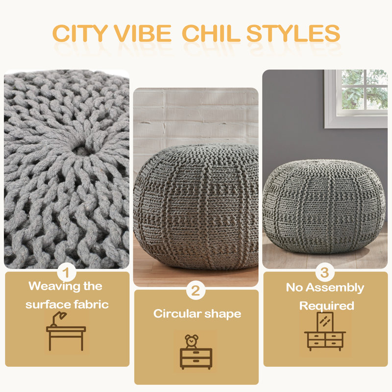 Pouf tricoté en coton 20 X 20