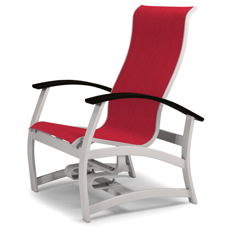 Askar Powder Coated Aluminum Outdoor Lounge Chair, Black P70, Red 1D Sunbrella®, Gloss White