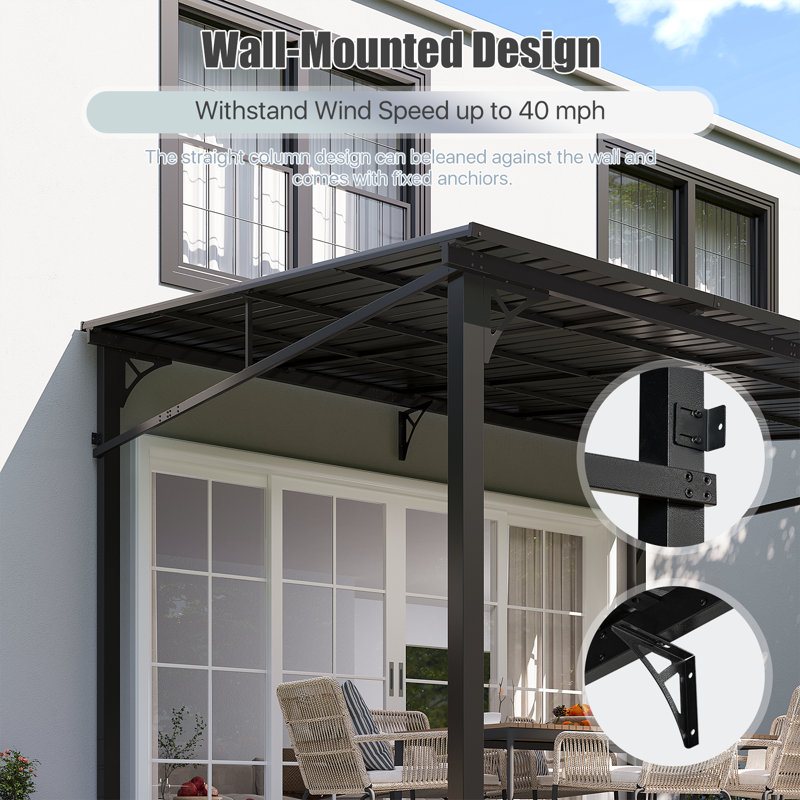 Hardtop Pergola With Galvanized Steel Sloping Roof, 12 ft x 10 ft