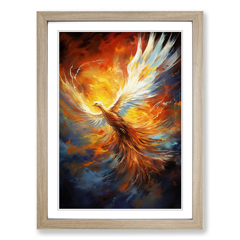 Phoenix Gestural 1 Piece Single Picture Frame Wall Art, 46cm H x 34cm W x 2cm D, Oak Framed
