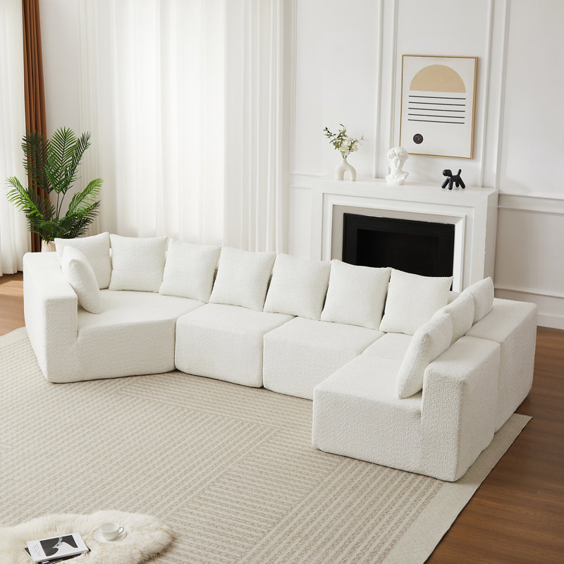 Canapé modulaire à assise profonde en L de 151,6 pouces avec fauteuil inclinable et 11 coussins, sans assemblage requis.