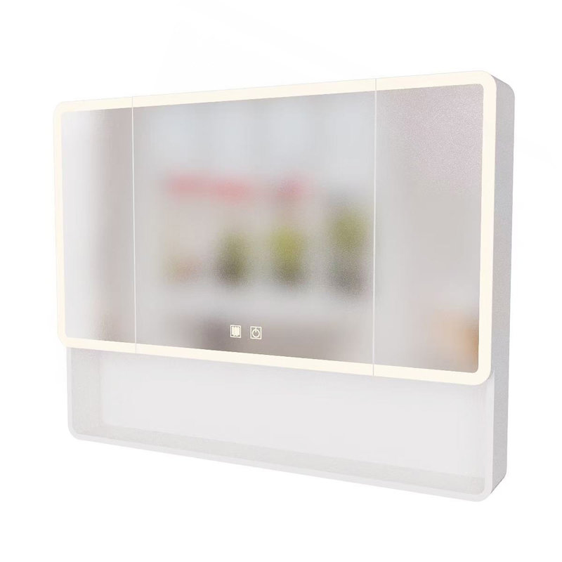 LED bathroom medicine cabinet with single-color warm light.Anti-fogging ,Easy to install Aluminum-plastic cabinet.