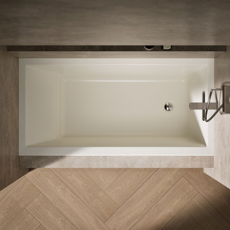 Underscore 60" x 30" Drop In Soaking Acrylic Bathtub, Biscuit, Right