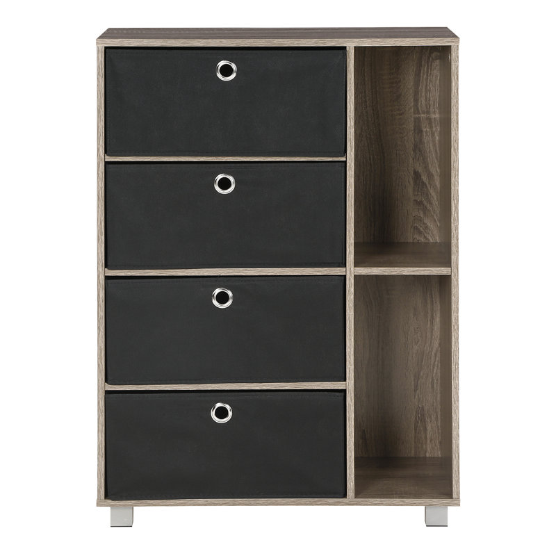 Multi-Purpose Storage Cabinet, Grey/Black Bins