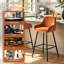 Fixed Height Velvet Upholstered Bar Stool with Diamond Tufted Back & Footrest-283683769