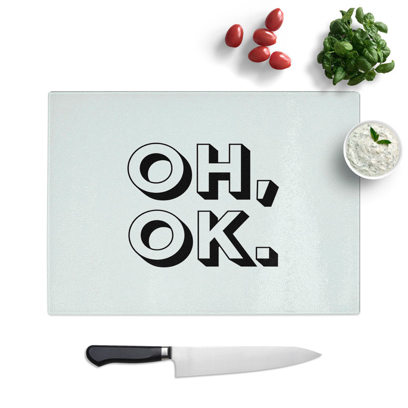 Oh Ok Typography Chopping Board, 0.4cm H x 28.5cm W x 39cm L