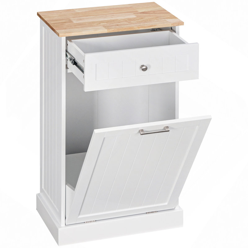 Kitchen Tilt Out Trash Bin Cabinet Free Standing Recycling Cabinet Trash Can Holder With Drawer