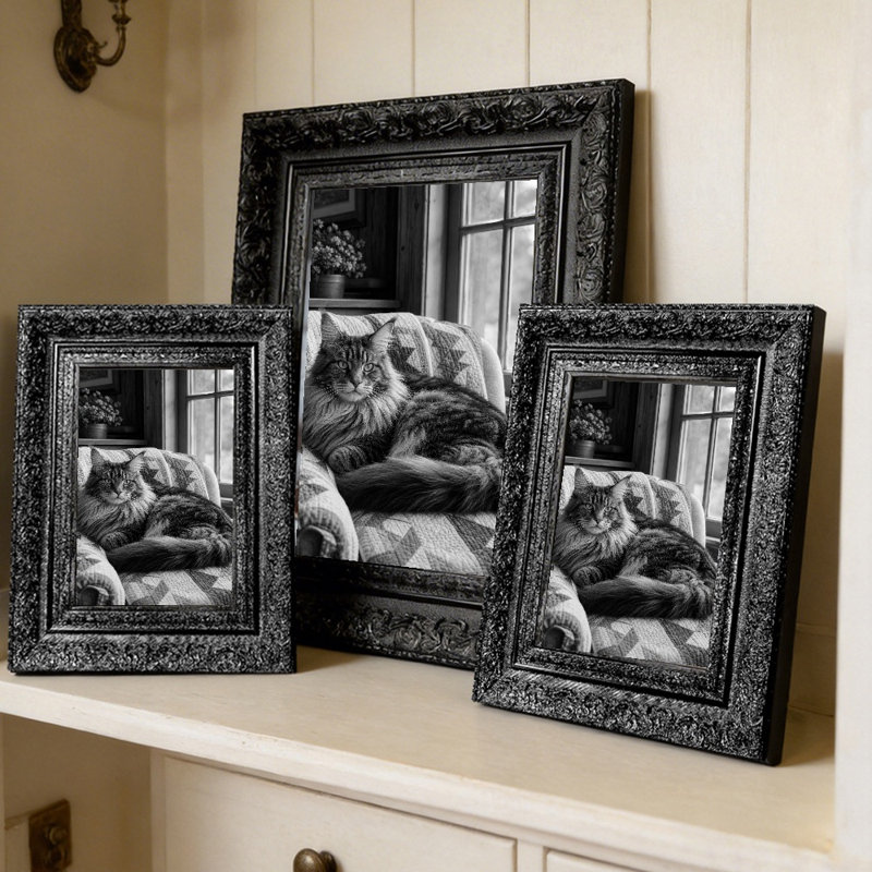 Cadre photo sophistiqué noir 5 pièces 5 "x 7" 1PC pour la fête des mères, Noir, 1, L 5 po x H 7 po