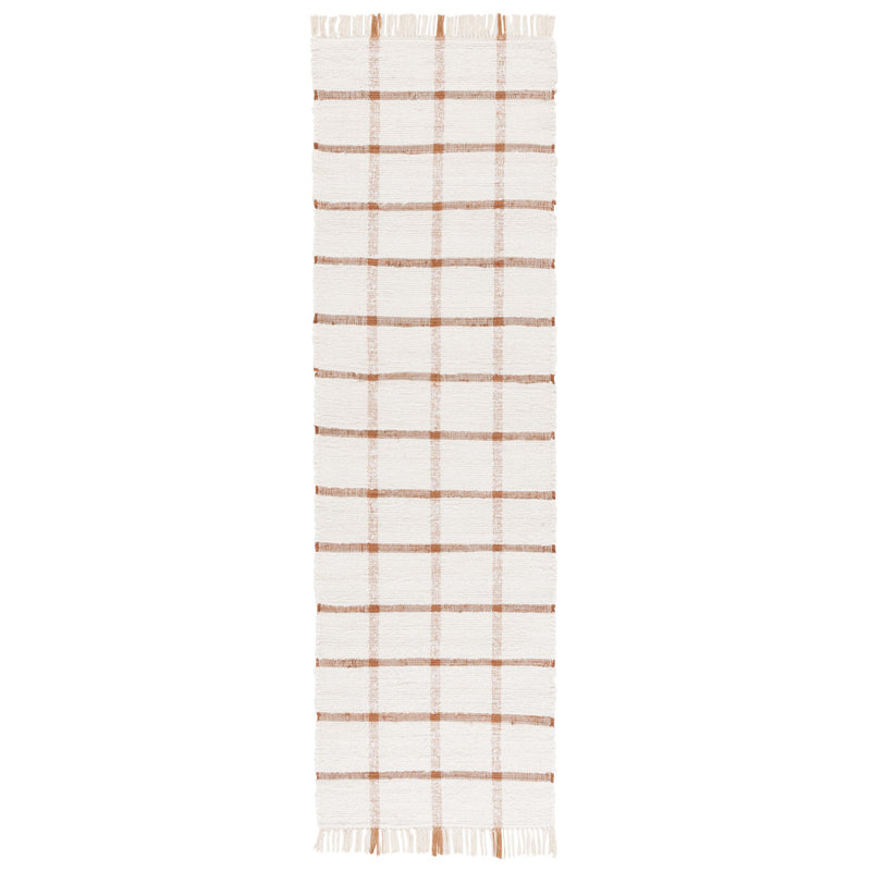 Aaronn Handwoven Recycled Cotton Plaid Rug, Runner 2'3" x 8'