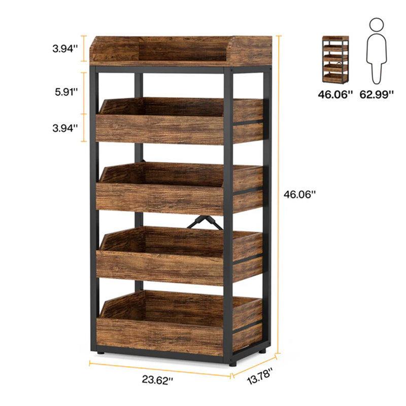 Organisateur de collations, support de panier à vin, support de rangement en bois